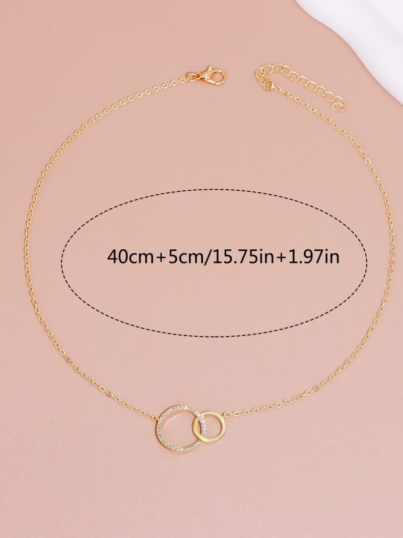 Stainless Steel Necklaces for Women Fashion Thin Chain Minimalist Dainty Double Circle Pendant Necklace on The Neck Jewelry - Image 6