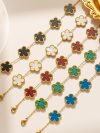 Classic Luxury Stainless Steel Bracelet Ladies Adjustable Five Flower Bracelets for Women New Fashion Party Jewelry Gifts Clover