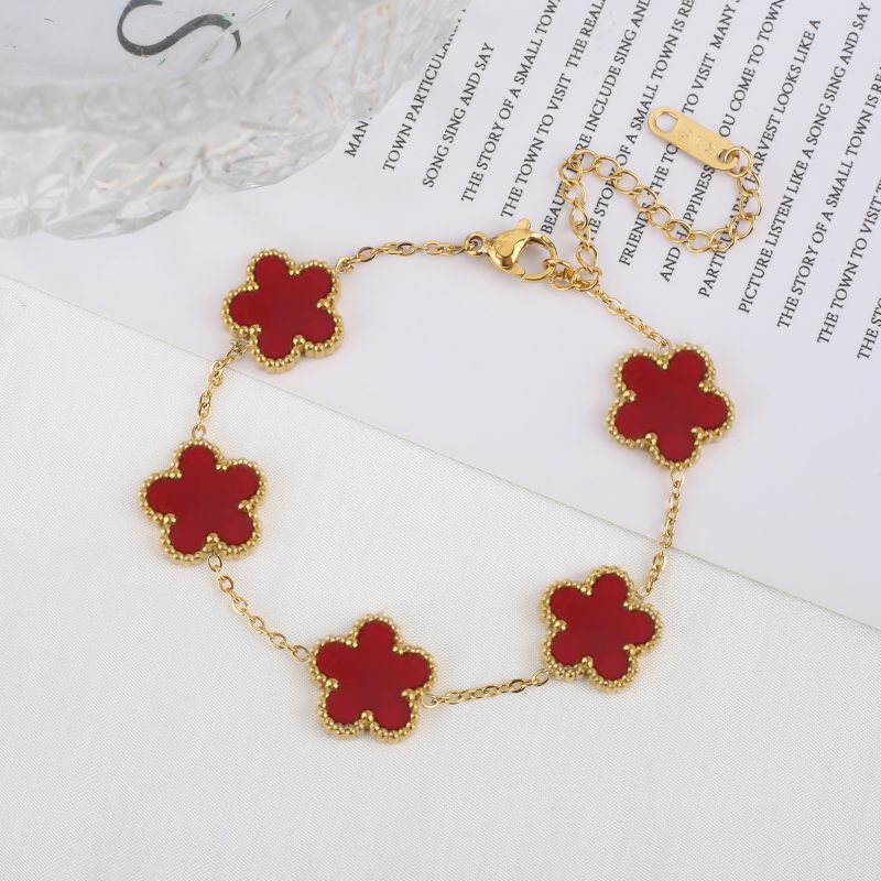 Classic Luxury Stainless Steel Bracelet Ladies Adjustable Five Flower Bracelets for Women New Fashion Party Jewelry Gifts Clover - Image 8