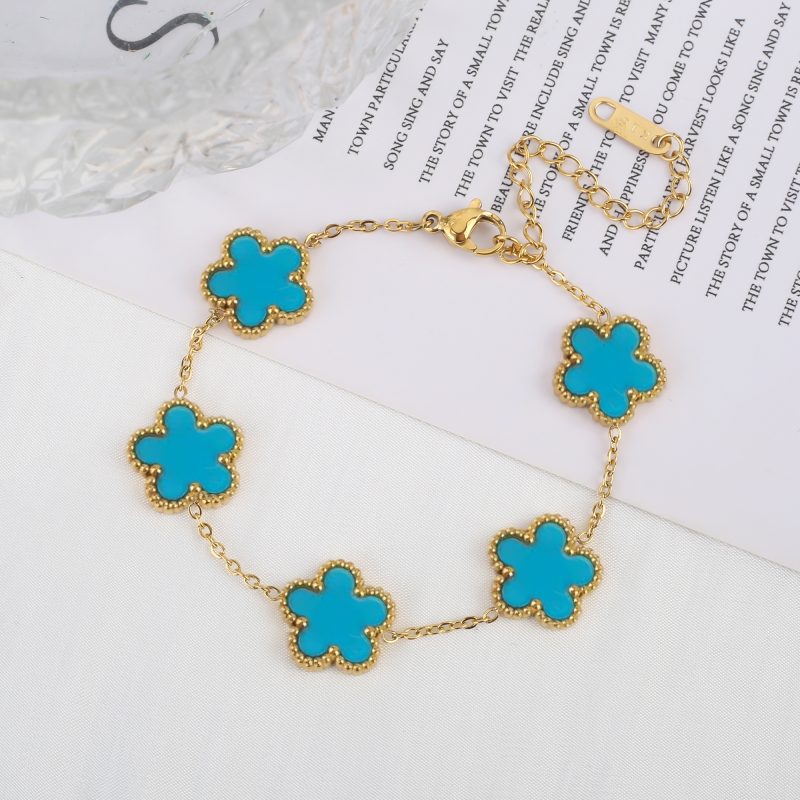 Classic Luxury Stainless Steel Bracelet Ladies Adjustable Five Flower Bracelets for Women New Fashion Party Jewelry Gifts Clover - Image 9