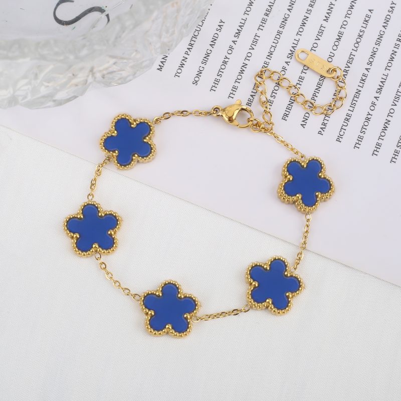 Classic Luxury Stainless Steel Bracelet Ladies Adjustable Five Flower Bracelets for Women New Fashion Party Jewelry Gifts Clover - Image 10