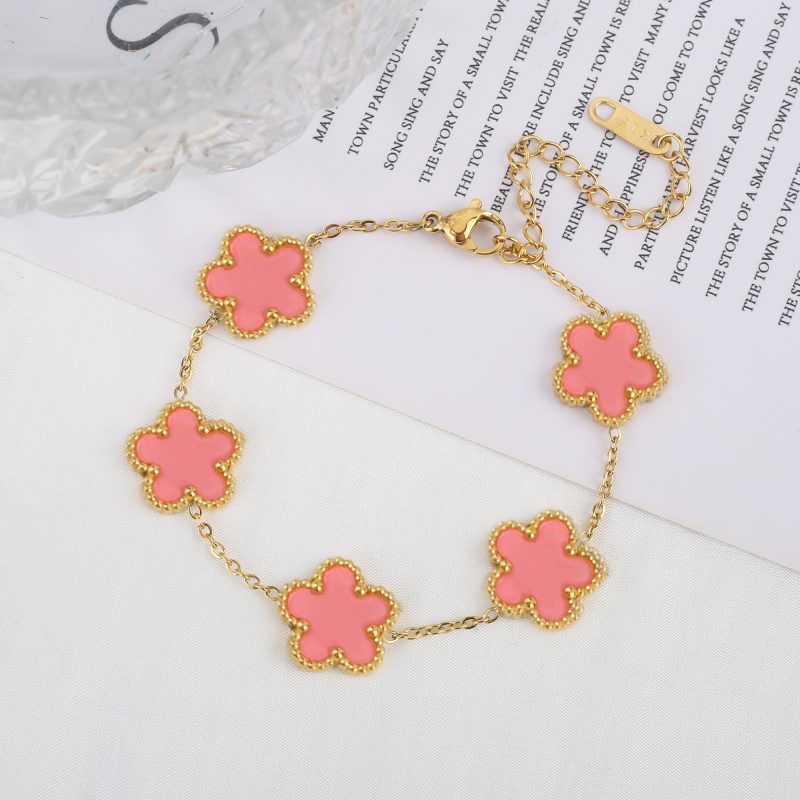 Classic Luxury Stainless Steel Bracelet Ladies Adjustable Five Flower Bracelets for Women New Fashion Party Jewelry Gifts Clover - Image 11
