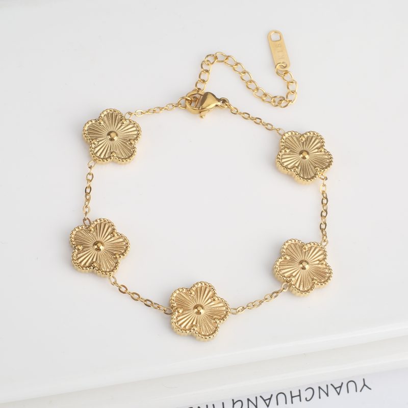 Classic Luxury Stainless Steel Bracelet Ladies Adjustable Five Flower Bracelets for Women New Fashion Party Jewelry Gifts Clover - Image 13