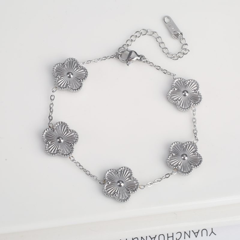 Classic Luxury Stainless Steel Bracelet Ladies Adjustable Five Flower Bracelets for Women New Fashion Party Jewelry Gifts Clover - Image 14