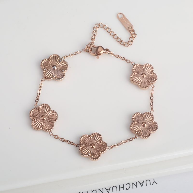 Classic Luxury Stainless Steel Bracelet Ladies Adjustable Five Flower Bracelets for Women New Fashion Party Jewelry Gifts Clover - Image 15