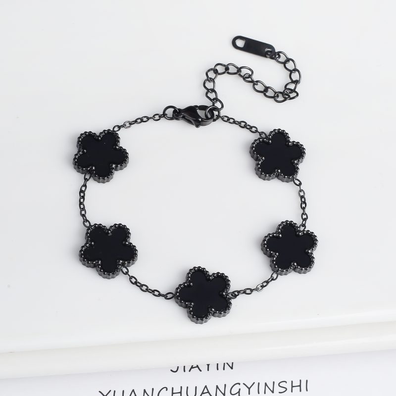 Classic Luxury Stainless Steel Bracelet Ladies Adjustable Five Flower Bracelets for Women New Fashion Party Jewelry Gifts Clover - Image 18