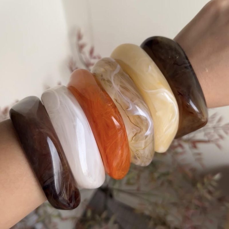 Vintage Acrylic Irregular Geometric Exaggerated Chunky Bangles for Women Resin Statement Charm Bracelet Bangle Jewelry Gifts