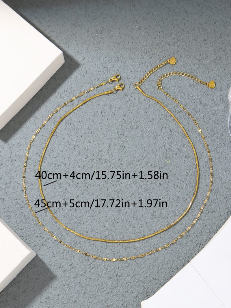 Minimalist Stainless Steel Women's Necklace Set for Daily Jewelry - Image 4