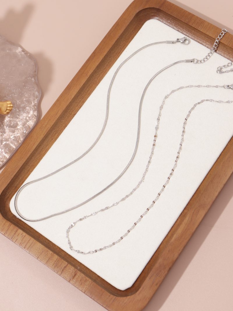 Minimalist Stainless Steel Women's Necklace Set for Daily Jewelry - Image 5