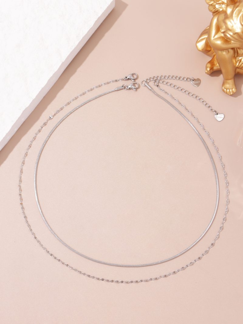 Minimalist Stainless Steel Women's Necklace Set for Daily Jewelry - Image 6