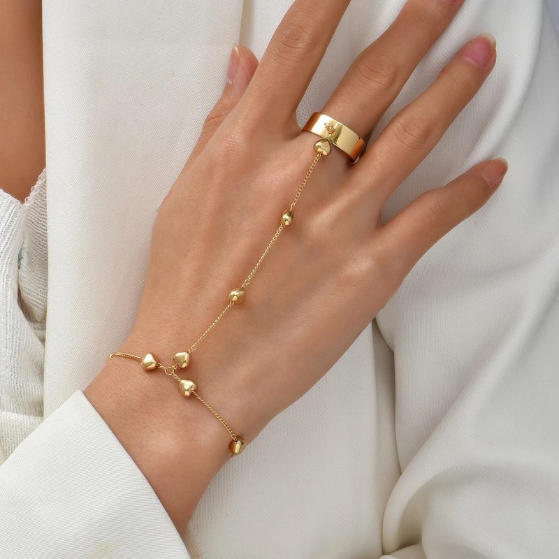 Dainty Hand Chain Bracelet Ring Gold Plated Handmade Link Chains Connecting Harness Bracelets Hand Jewelry for Women Trendy Gift - Image 7