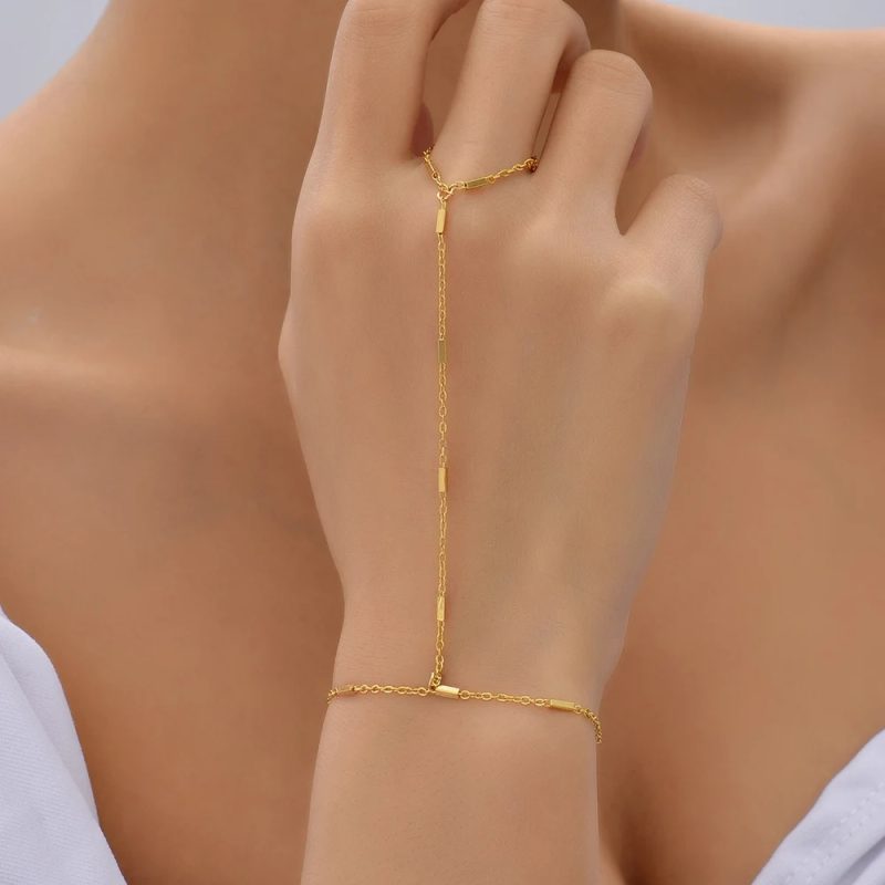 Dainty Hand Chain Bracelet Ring Gold Plated Handmade Link Chains Connecting Harness Bracelets Hand Jewelry for Women Trendy Gift - Image 10