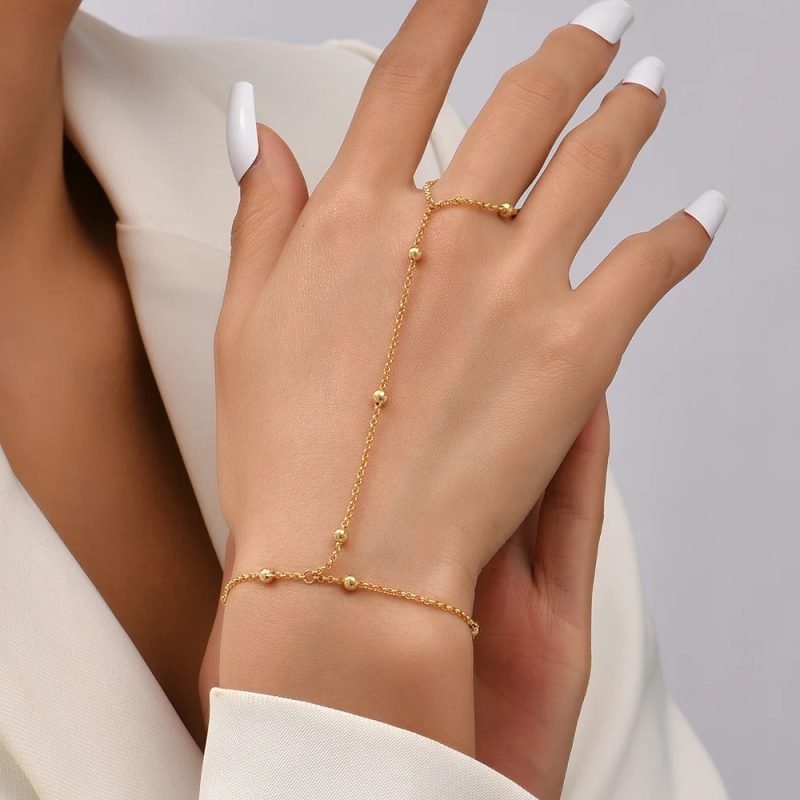 Dainty Hand Chain Bracelet Ring Gold Plated Handmade Link Chains Connecting Harness Bracelets Hand Jewelry for Women Trendy Gift - Image 13