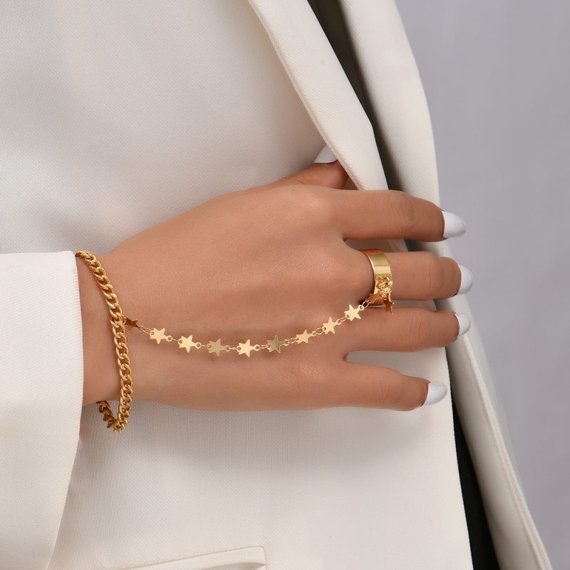 Dainty Hand Chain Bracelet Ring Gold Plated Handmade Link Chains Connecting Harness Bracelets Hand Jewelry for Women Trendy Gift - Image 18