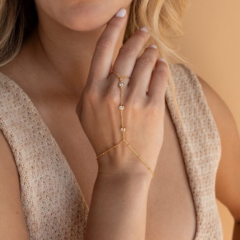 Dainty Hand Chain Bracelet Ring Gold Plated Handmade Link Chains Connecting Harness Bracelets Hand Jewelry for Women Trendy Gift - Image 24