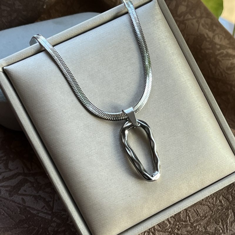 Stainless Steel Exaggerated Punk Big Round O Shaped Pendant Necklace Women Men Chunky Snake Blade Chain Grunge Steampunk Jewelry - Image 9