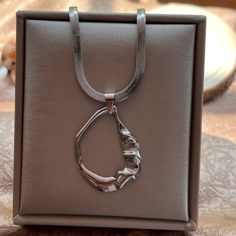 Stainless Steel Exaggerated Punk Big Round O Shaped Pendant Necklace Women Men Chunky Snake Blade Chain Grunge Steampunk Jewelry - Image 24