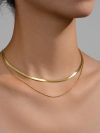 Hot Classic Unisex Flat Snake Chain Choker Necklace For Women Stainless Steel Herringbone Gold Silver Color Fashion Jewelry Gift