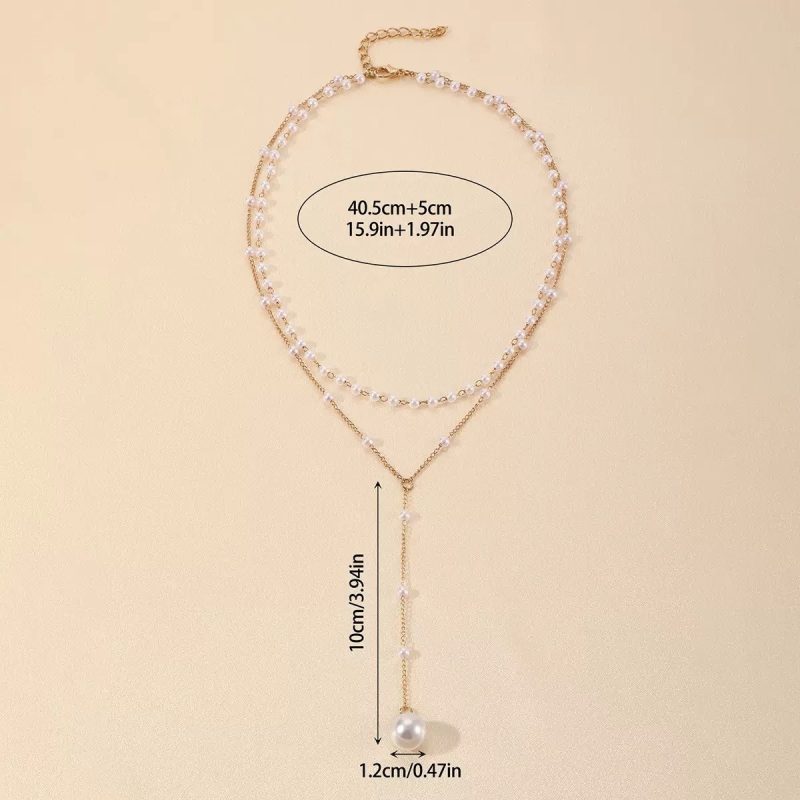 Fashionable Double-layer Pearl Tassel Pendant Necklace, Elegant Women's Wedding Banquet Holiday Gift, Gorgeous Jewelry - Image 5