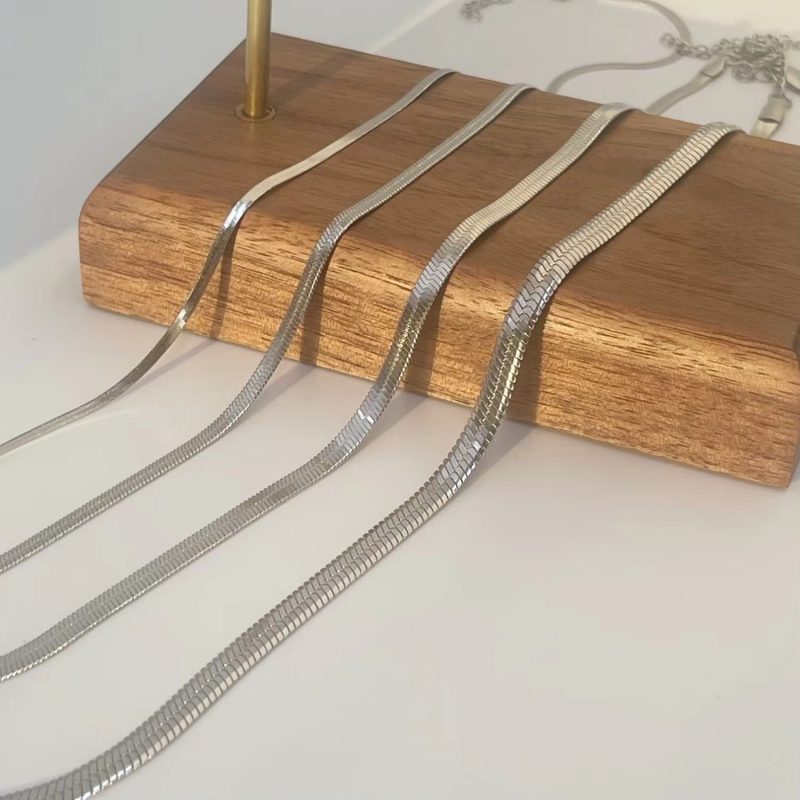 Minimalist Unisex Snake Chain Necklace Choker Stainless Steel Herringbone Gold Color Fashion Jewelry Gift For Her Women and Men - Image 2