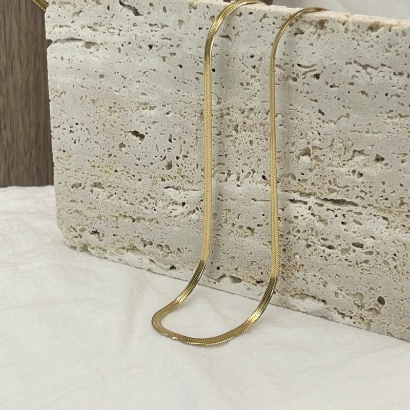 Minimalist Unisex Snake Chain Necklace Choker Stainless Steel Herringbone Gold Color Fashion Jewelry Gift For Her Women and Men - Image 3