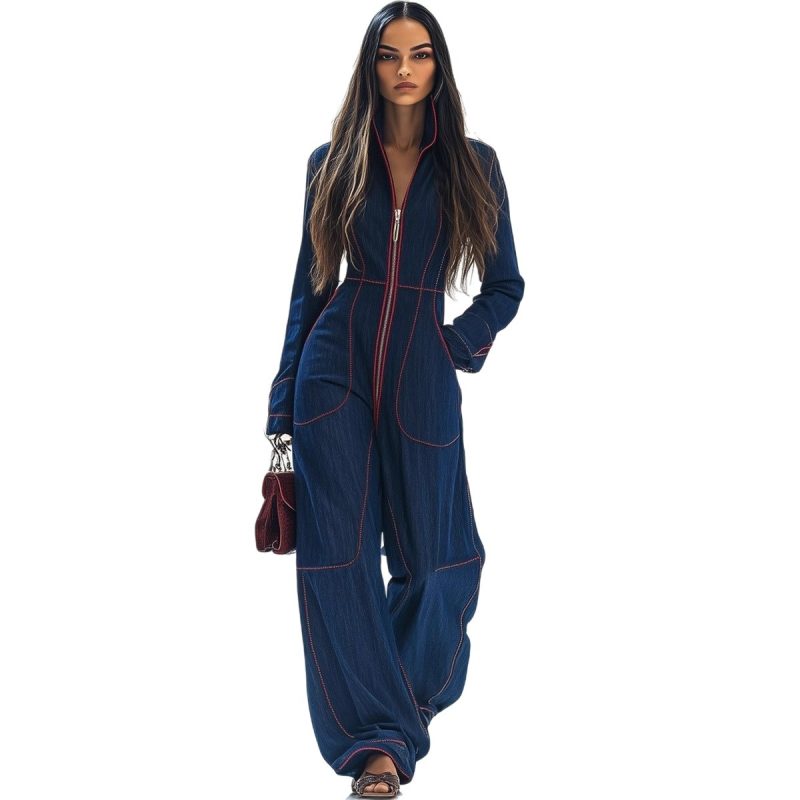 Solid Color Women Jumpsuits For Autumn Winter Long Sleeve Loose Fashion Streetwear Overalls Wide Leg Pants Trousers 2025 - Image 7