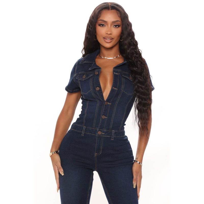 Demin Overalls Women Jumpsuits Mom Jeans One Piece Long Pants Y2k High Waist Single Breasted Rompers Streetwear Party Club Work - Image 4