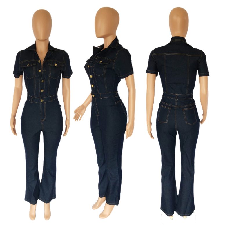 Demin Overalls Women Jumpsuits Mom Jeans One Piece Long Pants Y2k High Waist Single Breasted Rompers Streetwear Party Club Work - Image 5