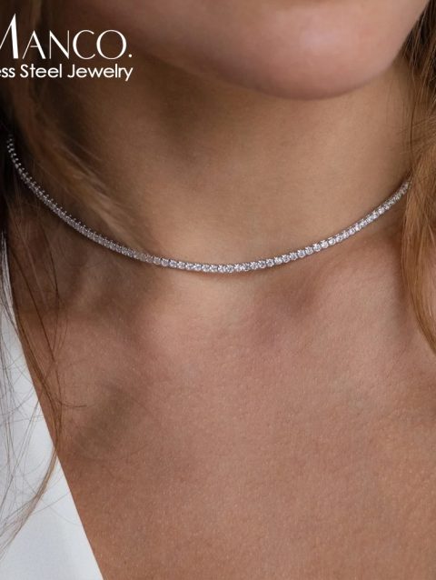 eManco Fashion Crystal Necklace High Quality Stainless Steel Necklace Ladies Bridal Accessories Gifts Wholesale
