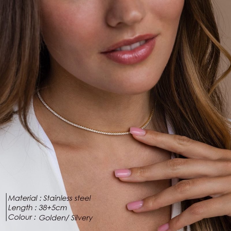 eManco Fashion Crystal Necklace High Quality Stainless Steel Necklace Ladies Bridal Accessories Gifts Wholesale - Image 2