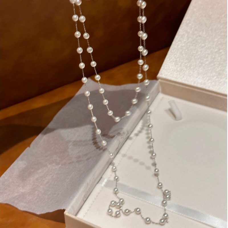 Ajojewel Length 121cm Long Necklaces Golden/Silver Color Classic White Simulated Pearl necklace For Women