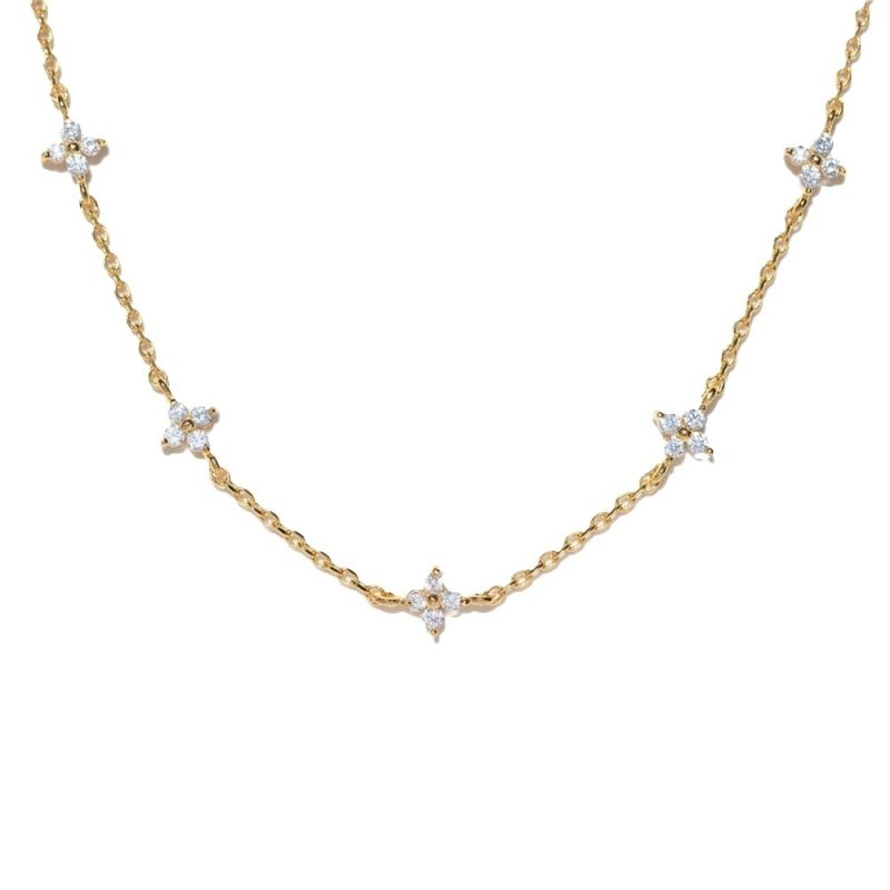 New Stainless Steel Zircon Necklaces for Women 18K Gold Plated Four Leaf Grass Collar Chain Necklace Luxury Jewelry Gift - Image 6