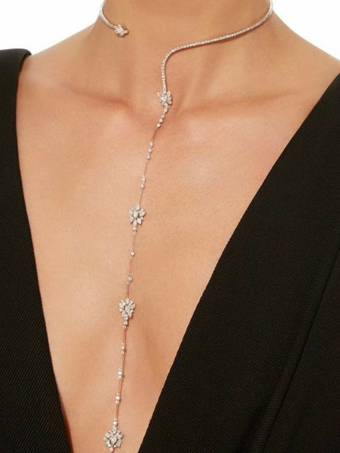 New Body Jewelry for Women Luxury Metal Snow Zircon Necklace Bridal Wedding Dress Jewelry Fashion Accessory