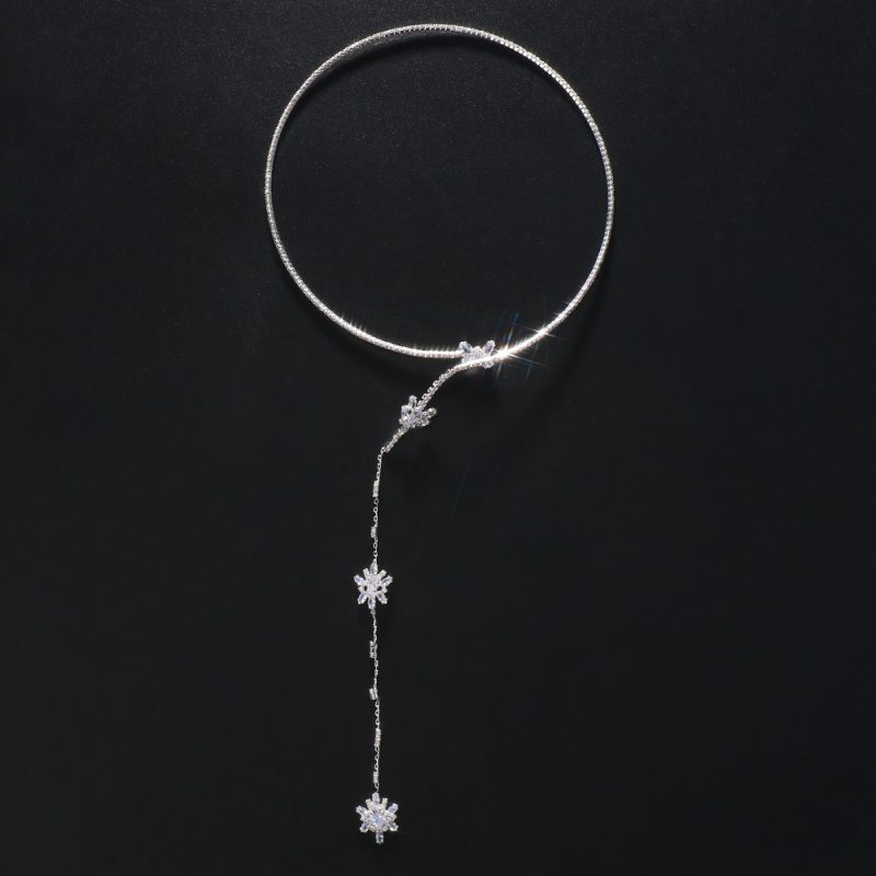New Body Jewelry for Women Luxury Metal Snow Zircon Necklace Bridal Wedding Dress Jewelry Fashion Accessory - Image 4