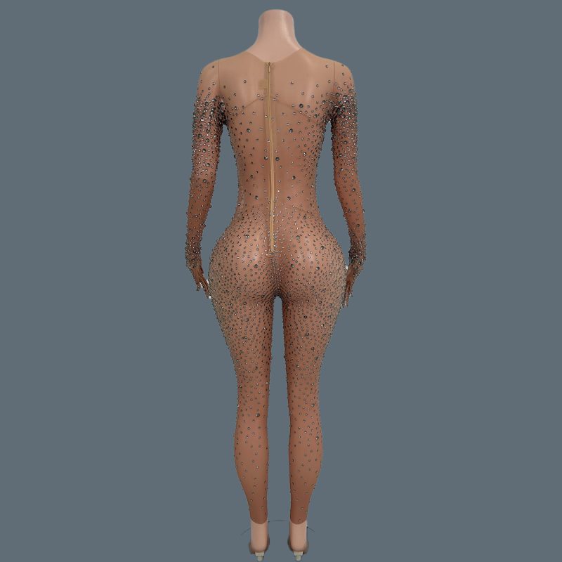 Sexy Stage Costume Full Rhinestones Gloves Sleeves Jumpsuit Evening Fashion Show Outfit Women Photoshoot Bodysuit Tiaotiaotang - Image 4
