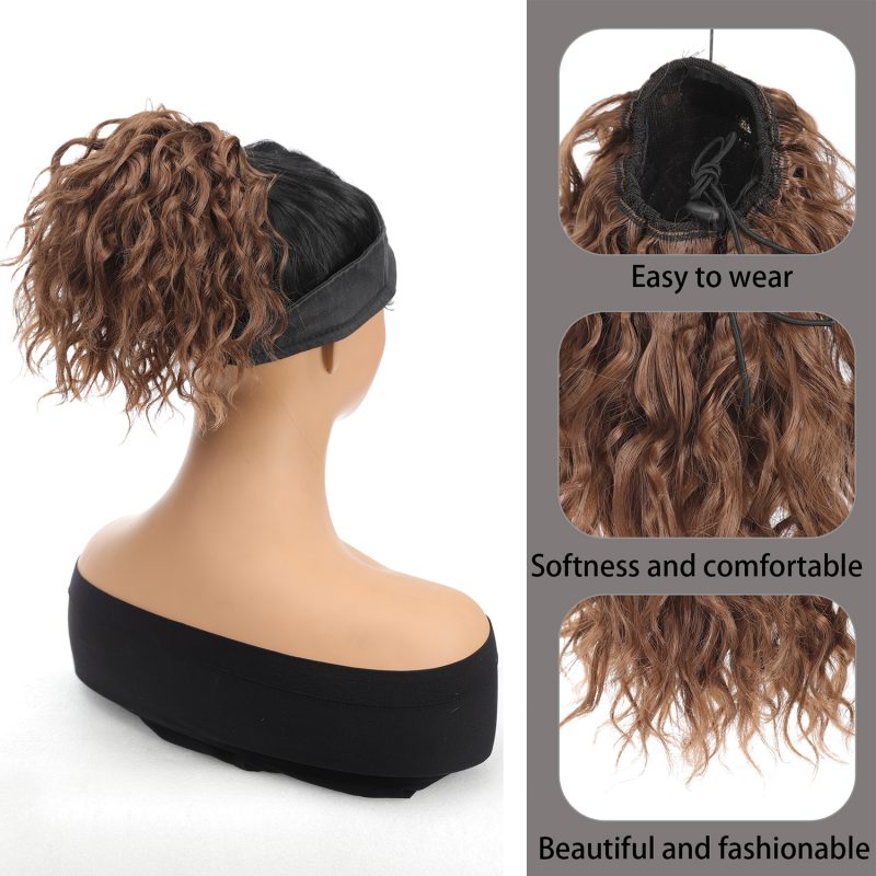 Messy Curly Bun Hairpieces Wavy Curly Short Synthetic Elastic Drawstring Loose Ponytail Extension For Women Daily Use - Image 4