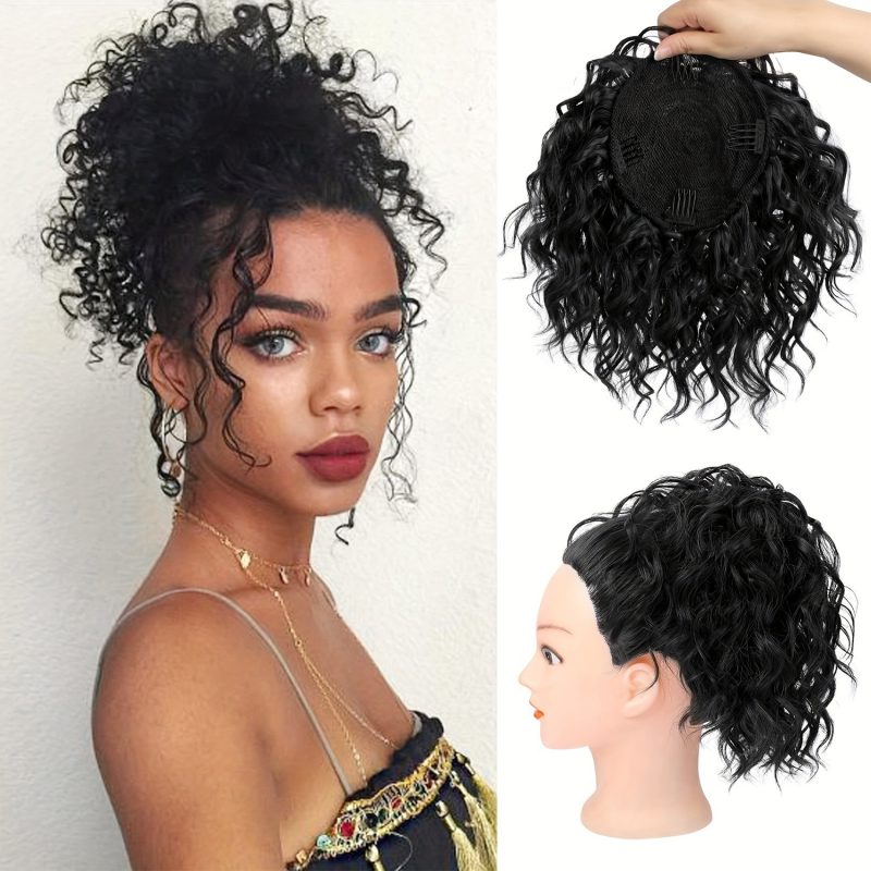 Messy Curly Bun Hairpieces Wavy Curly Short Synthetic Elastic Drawstring Loose Ponytail Extension For Women Daily Use - Image 7