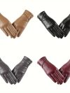 Elegant Genuine Leather Touchscreen Gloves with Soft Fleece Lining - Perfect for Stylish Warmth on Casual Weekends