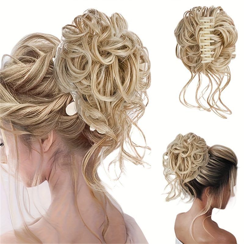 Synthetic Heat Resistant Fiber Curly Wavy Hair Messy Bun Chignon Claw Clip About 10 Inch For Women And Girls Daily Party Wedding - Image 2
