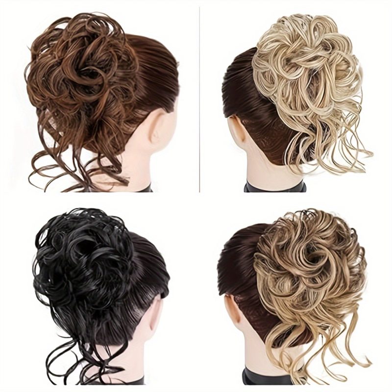 Synthetic Heat Resistant Fiber Curly Wavy Hair Messy Bun Chignon Claw Clip About 10 Inch For Women And Girls Daily Party Wedding - Image 5