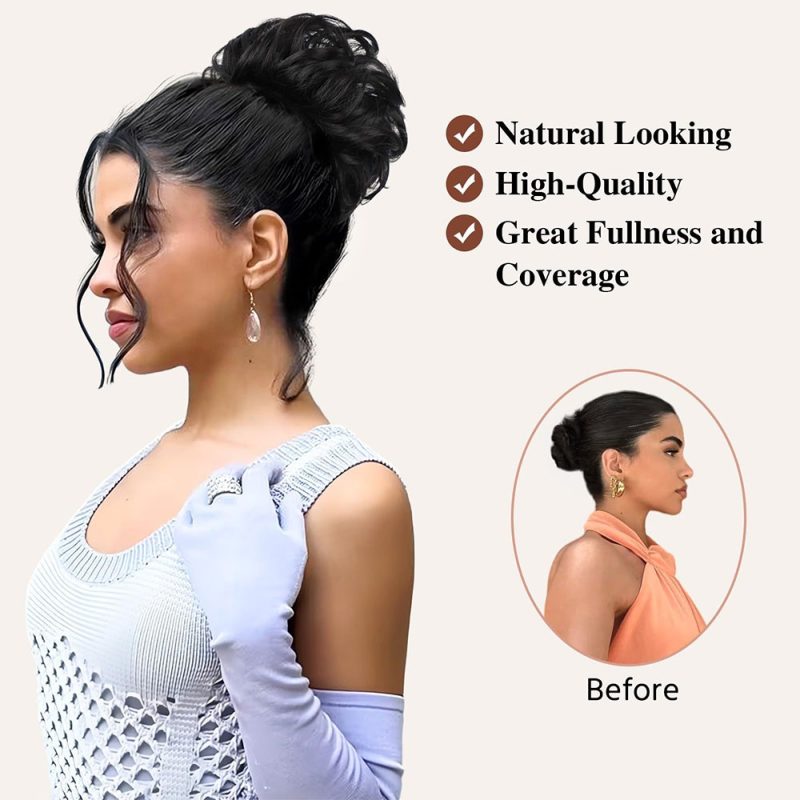 Synthetic Claw Messy Hair Bun Piece Short Curly Hair Natural Wavy Curly For Women Daily Use - Image 3