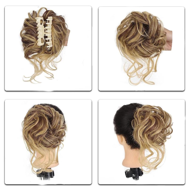Synthetic Claw Messy Hair Bun Piece Short Curly Hair Natural Wavy Curly For Women Daily Use - Image 4