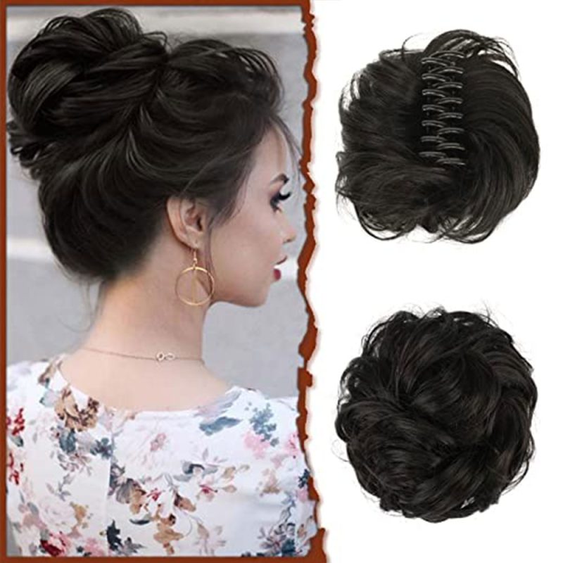 Synthetic Claw Messy Hair Bun Piece Short Curly Hair Natural Wavy Curly For Women Daily Use - Image 7