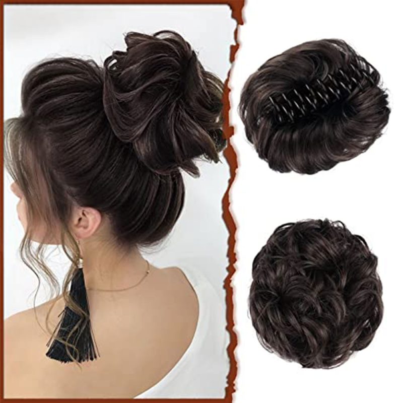 Synthetic Claw Messy Hair Bun Piece Short Curly Hair Natural Wavy Curly For Women Daily Use - Image 8