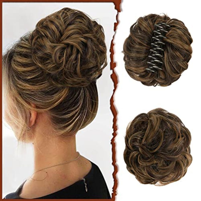 Synthetic Claw Messy Hair Bun Piece Short Curly Hair Natural Wavy Curly For Women Daily Use - Image 9