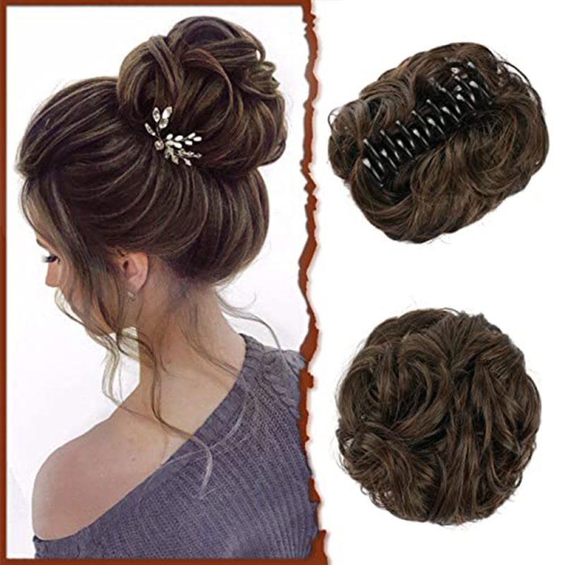 Synthetic Claw Messy Hair Bun Piece Short Curly Hair Natural Wavy Curly For Women Daily Use - Image 10