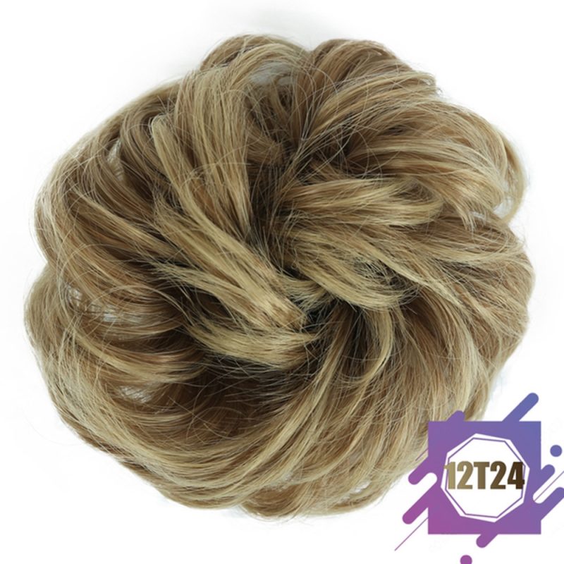 Wig hair band disheveled fluffy bun wig hair bun natural high temperature synthetic silk wig curls - Image 20