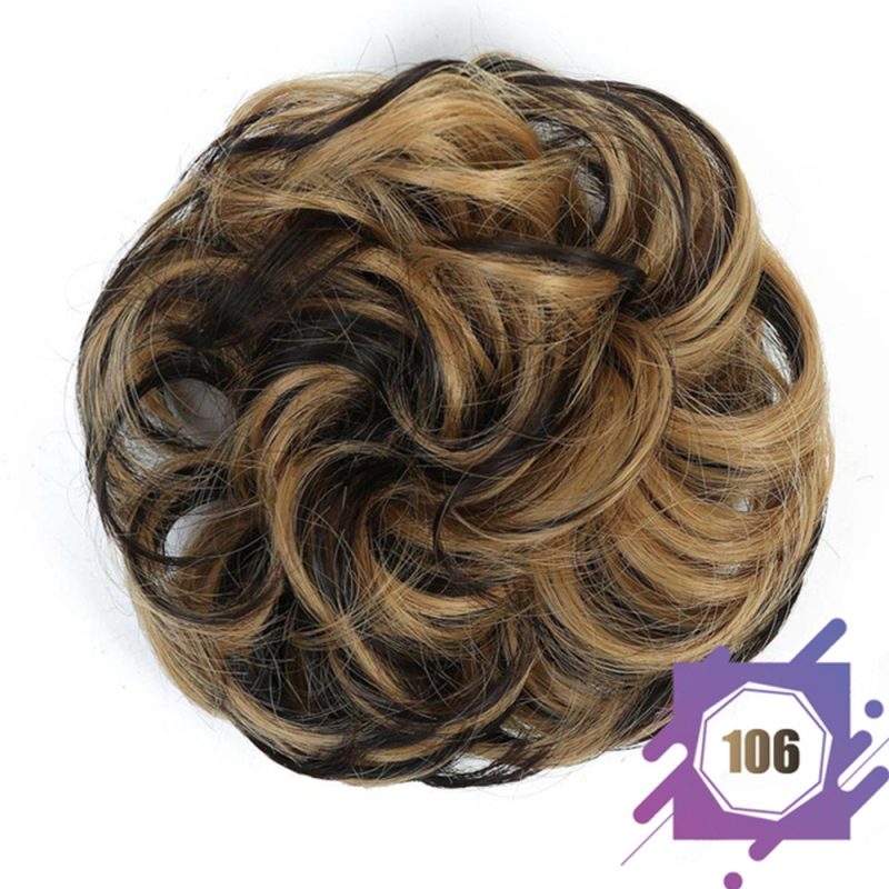 Wig hair band disheveled fluffy bun wig hair bun natural high temperature synthetic silk wig curls - Image 29