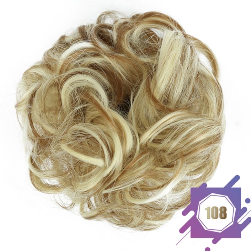 Wig hair band disheveled fluffy bun wig hair bun natural high temperature synthetic silk wig curls - Image 31