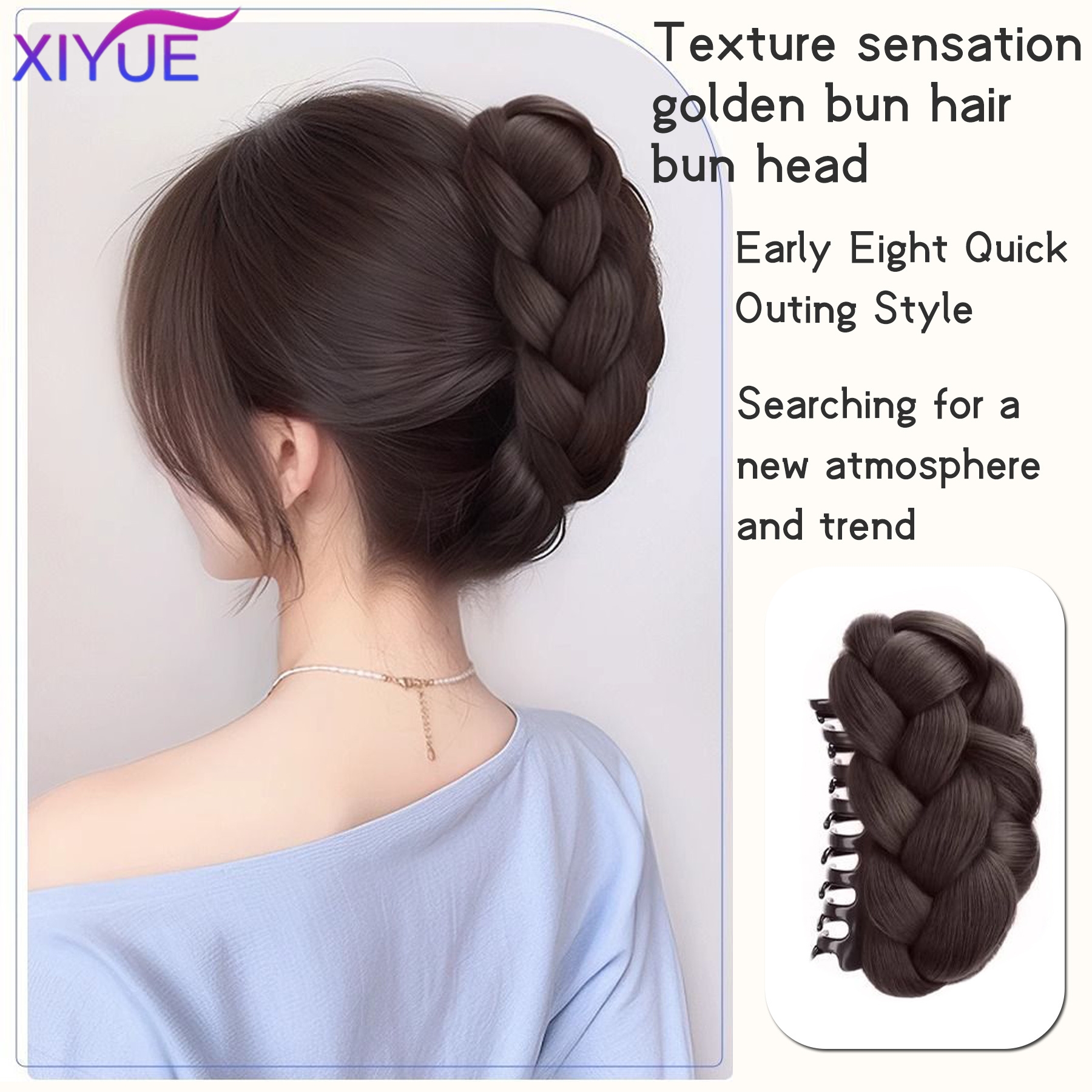 Synthetic Fried Dough Twists Pill Head Bun Female Grab Clip Flower Bud Head Fluffy Pan Hair Wig Bag Extension for Women - Image 3